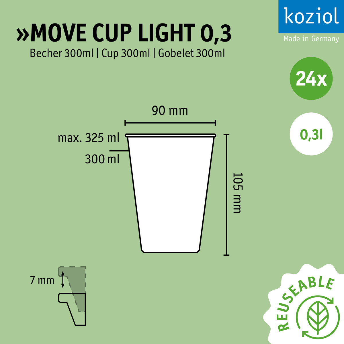 »MOVE CUP LIGHT 0.3 en lot de 24