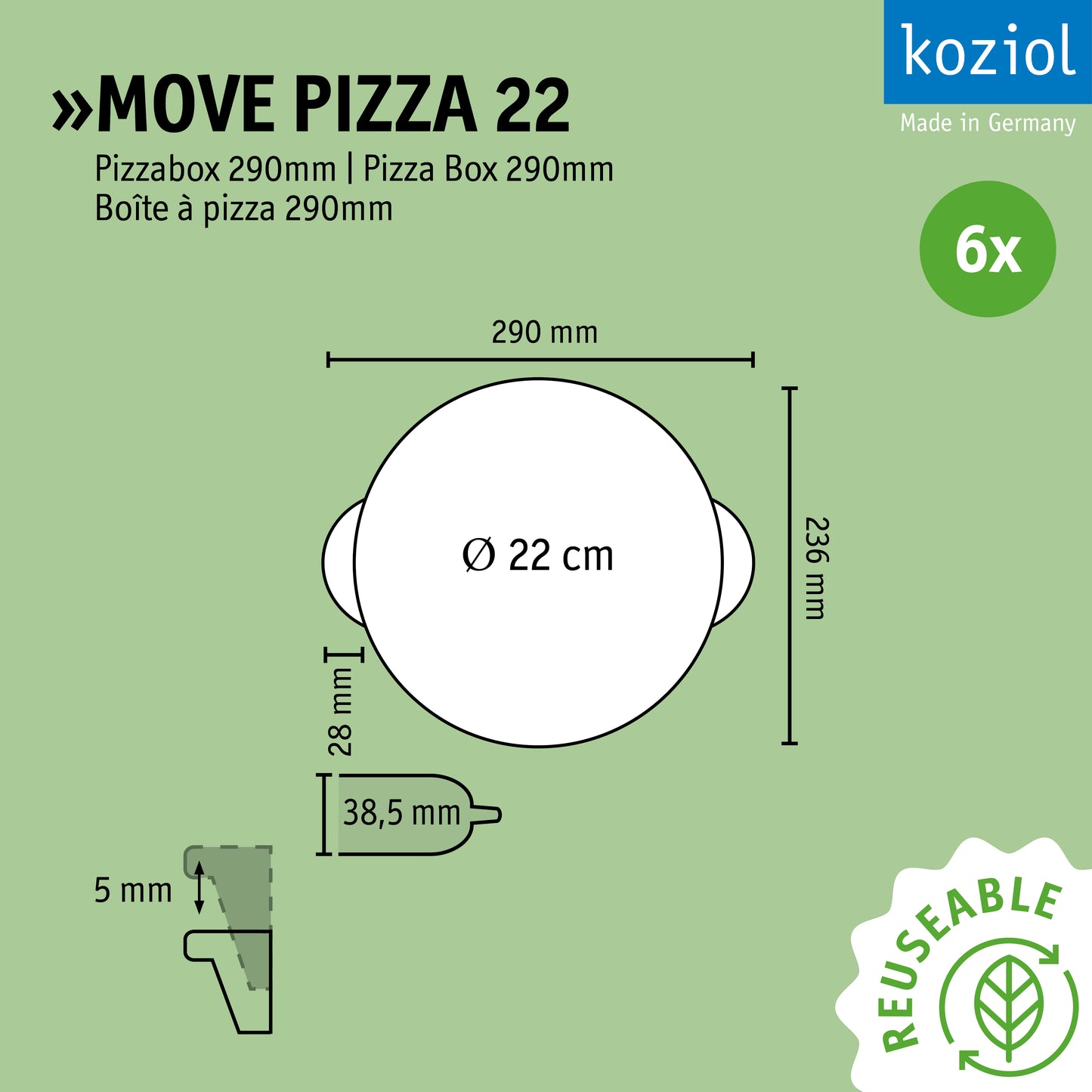 »MOVE PIZZA 22 en lot de 6