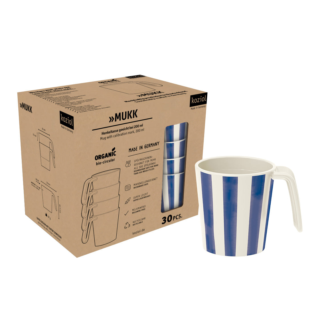 Henkeltasse MUKK STRIPES BLUE 30er-SET